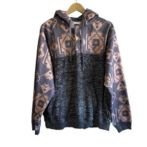 Hooey Size XXL Gray Tan Aztec Southwestern Print Pullover Hoodie Sweatshirt